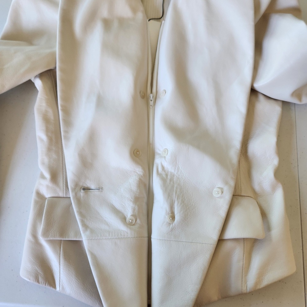 Veronica Beard Genuine Leather Dickie Jacket 4 Bone Chic Neutral Quiet Luxury - Picture 9 of 16